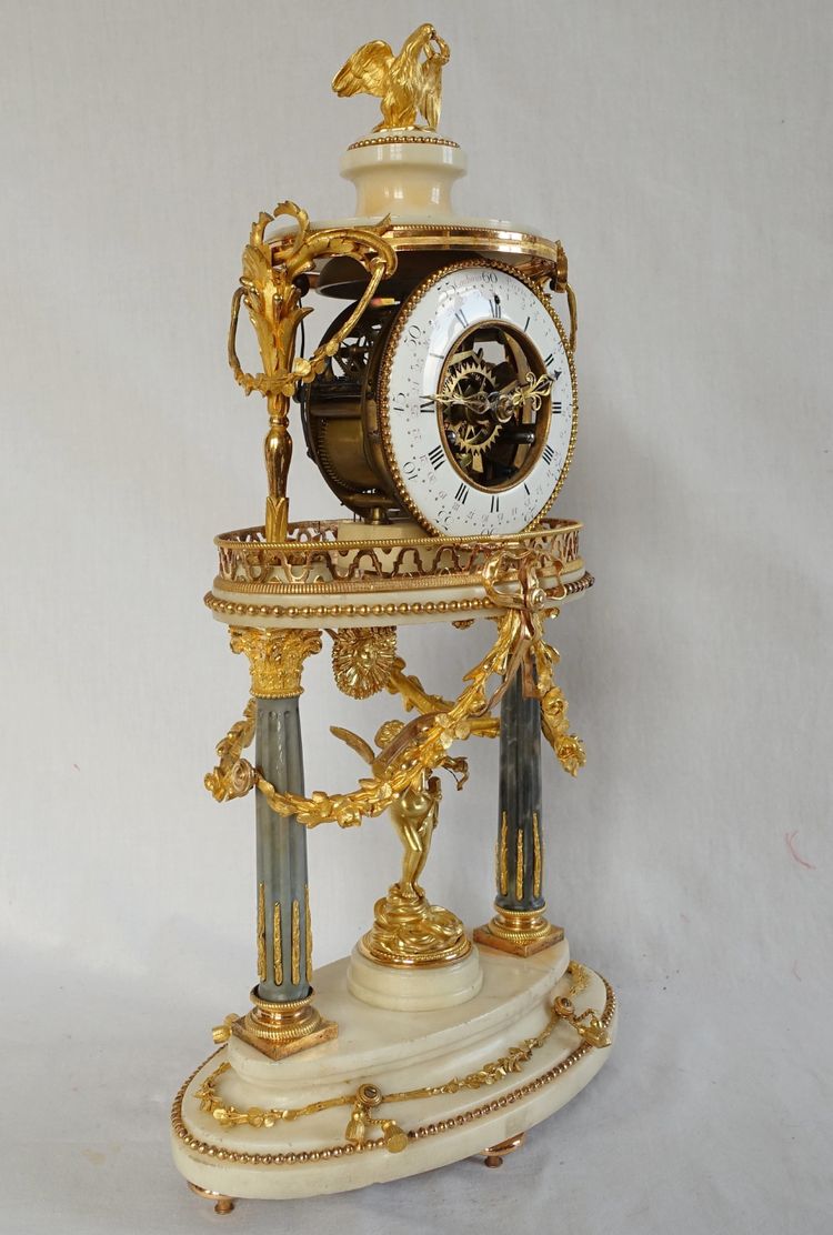 Louis XVI period clock with the temple of blind Love, guardian of Time - with its bell