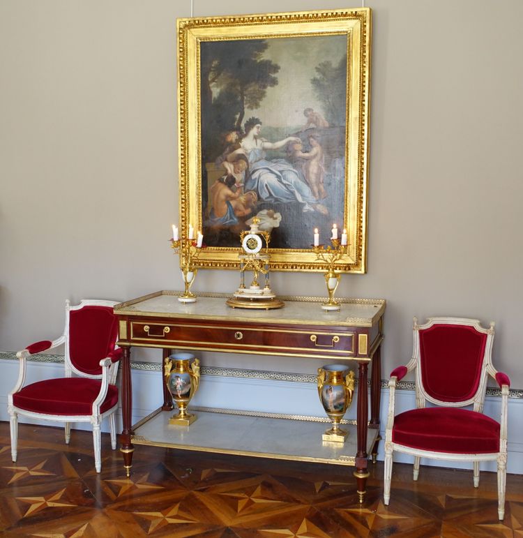 Louis XVI period clock with the temple of blind Love, guardian of Time - with its bell