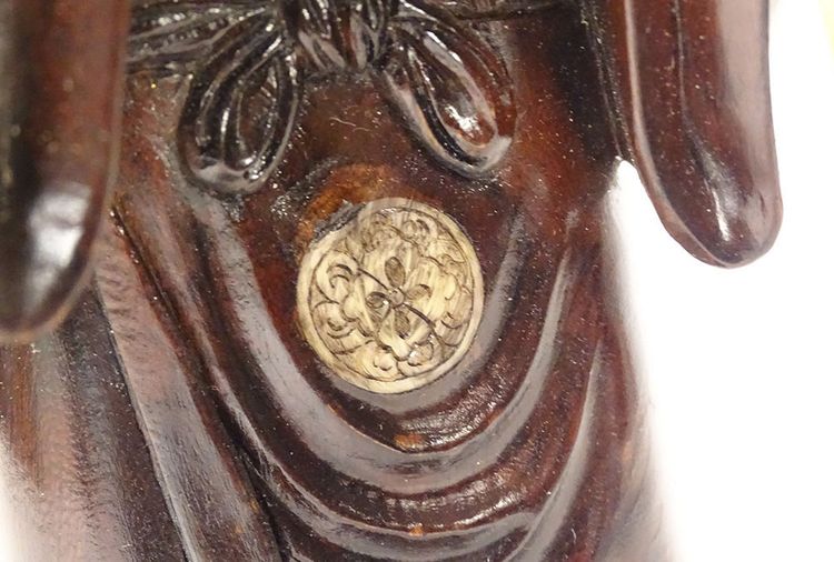Okimono Statuette Holz Elfenbein Fischer Fischkorb Japan Meiji signiert 19.