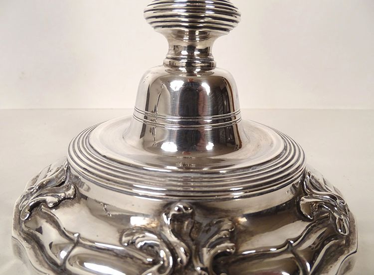 Pair of Silver Candlesticks, Farmers General, Paris, M-A. Leroy, 1780, 18th Century