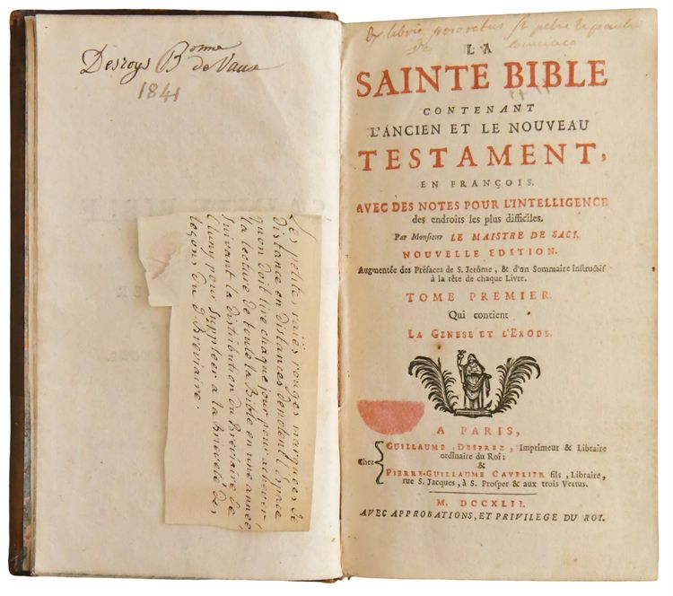 The Master of Saci “The Holy Bible” Printer Guillaume Desprez, Dated 1742, 12 volumes