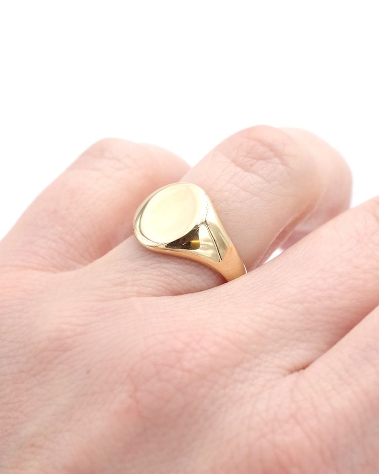 Vintage Siegelring aus 18k Gold, blanker Ring, Gravur, Gravur auf Anfrage, Vintage-Schmuckstück