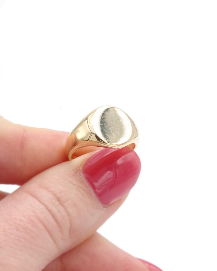 Vintage Siegelring aus 18k Gold, blanker Ring, Gravur, Gravur auf Anfrage, Vintage-Schmuckstück