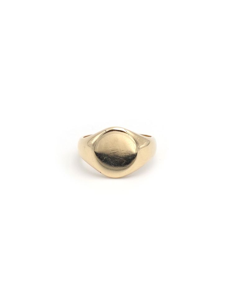 Vintage Siegelring aus 18k Gold, blanker Ring, Gravur, Gravur auf Anfrage, Vintage-Schmuckstück