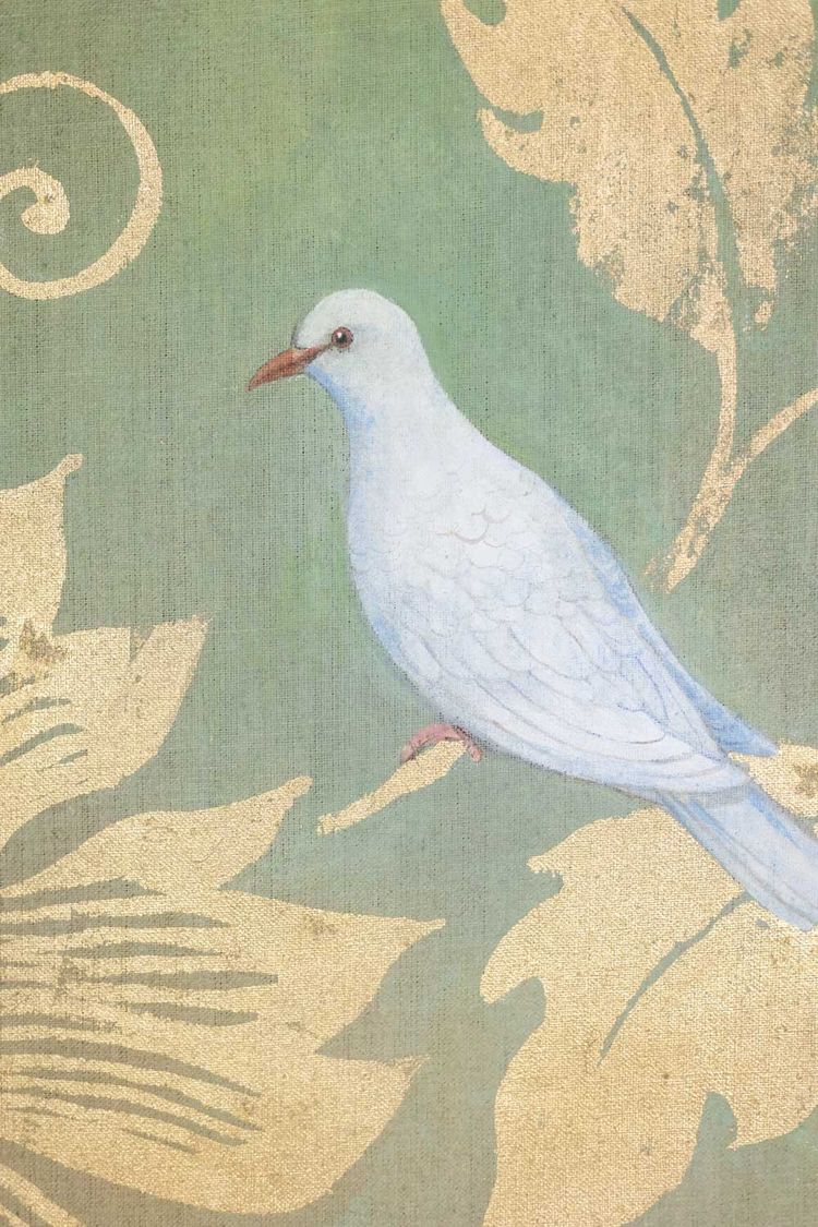 Painted canvas depicting doves in foliage. LS63311089P