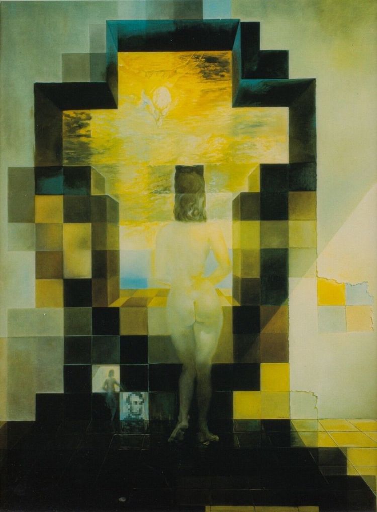 Porträt von Gala mit Blick auf das Mittelmeer nach Salvador Dali Lincoln Anamorphose