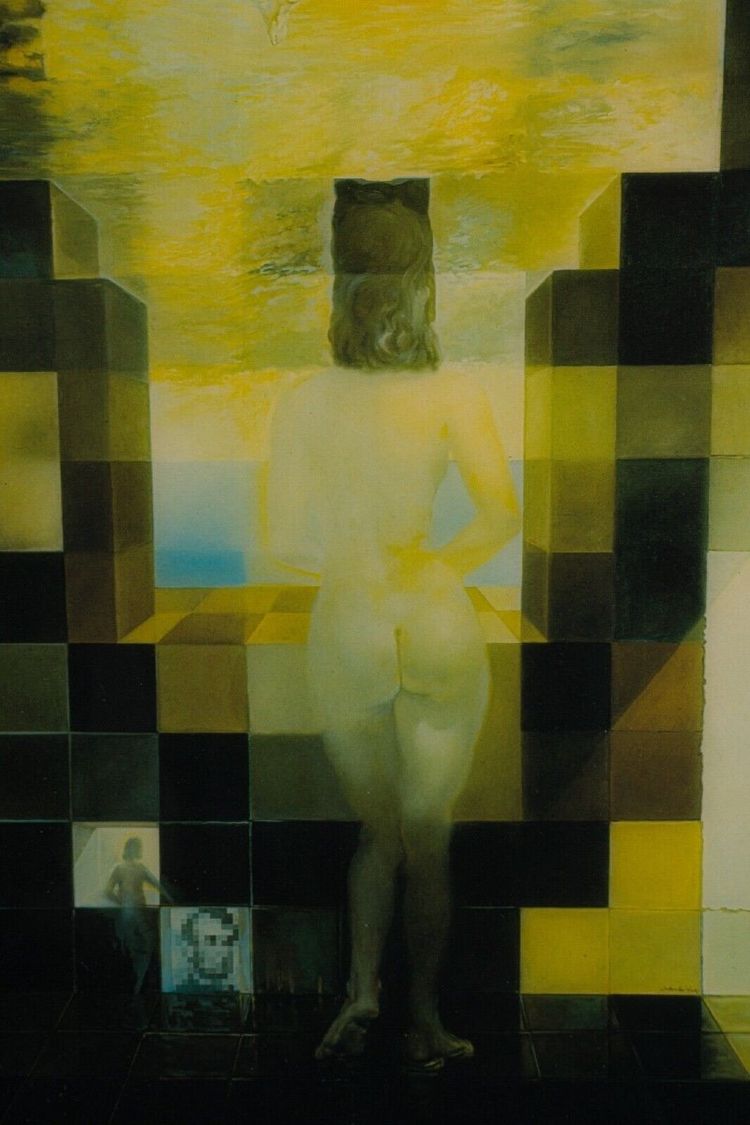 Porträt von Gala mit Blick auf das Mittelmeer nach Salvador Dali Lincoln Anamorphose