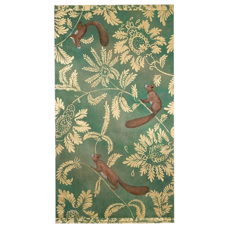 Bemalte Leinwand mit Eichhörnchen-Abbildung. Zeitgenössisch.  LS63331080A