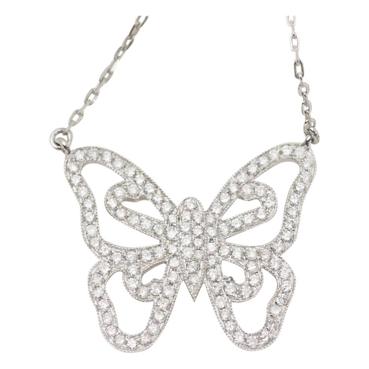 Collana a farfalla in oro bianco e diamanti
