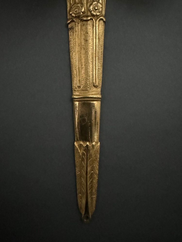 Paar Wandleuchten mit Palmetten aus vergoldeter Bronze 3 Leuchten Restauration XIX.