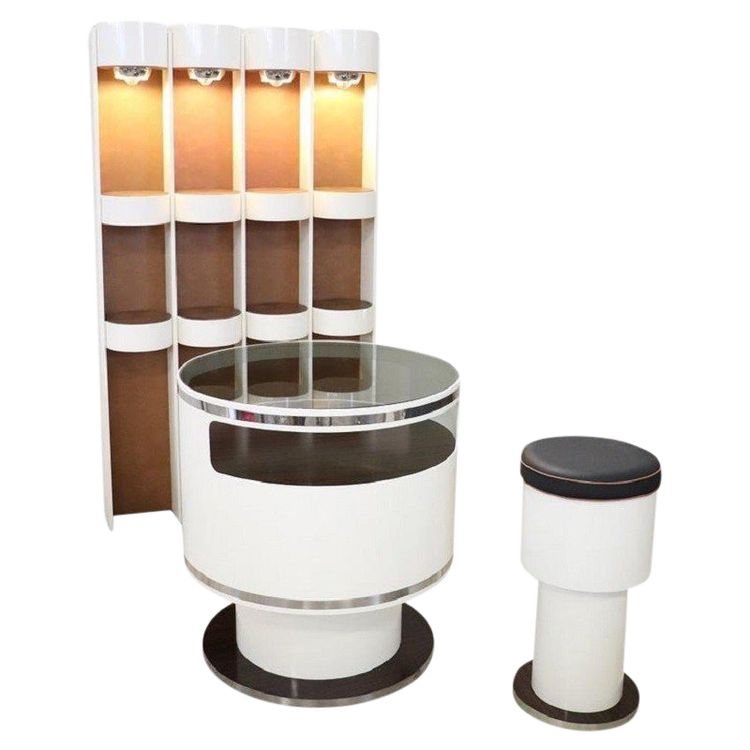 Weißes Space Age Bar Set, 1960er