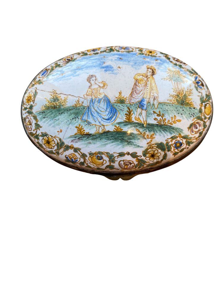 Moustiers Earthenware Box - 19th Century