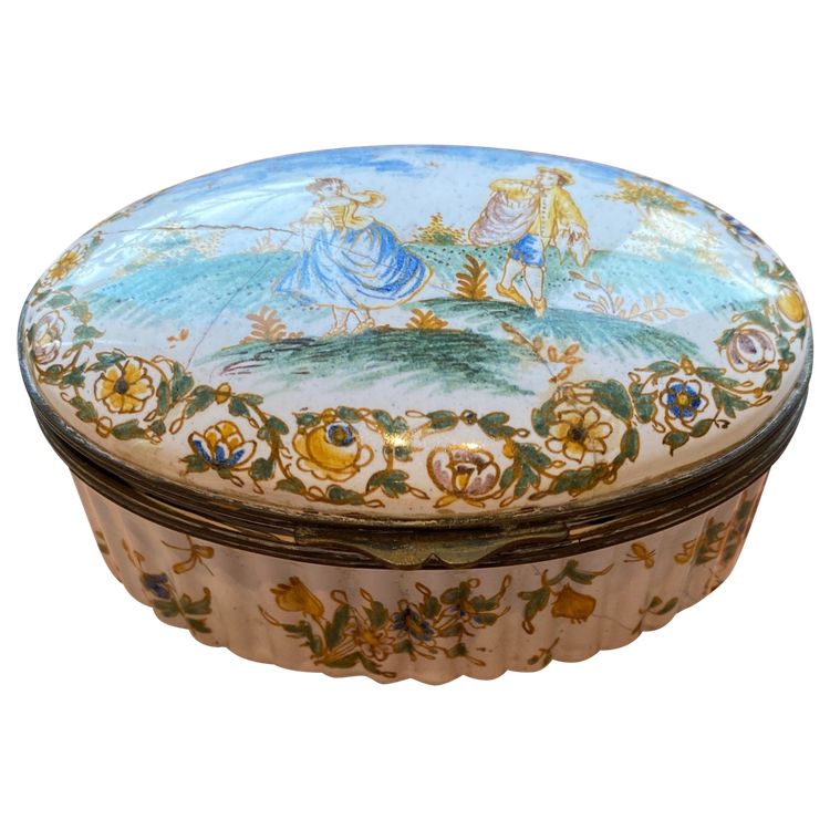 Moustiers Earthenware Box - 19th Century