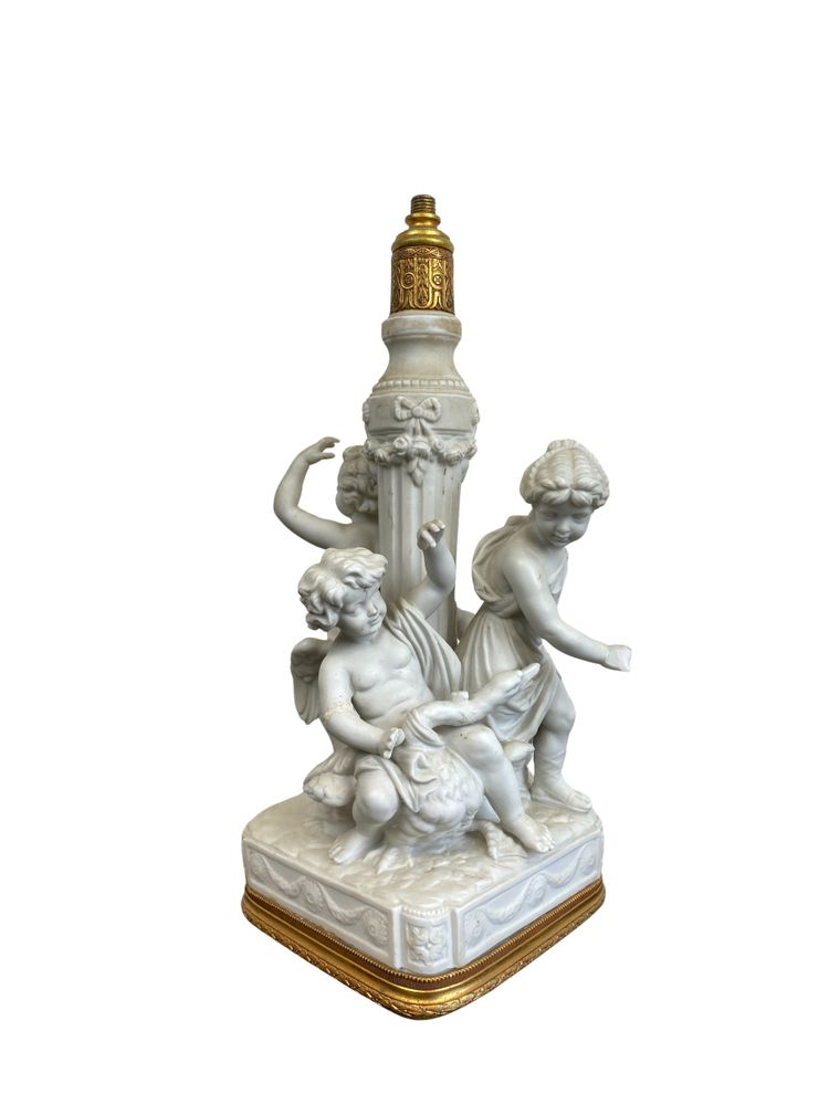 Late 19th Century Biscuit and Gilt Bronze Putti Lamp Base - Empire Style