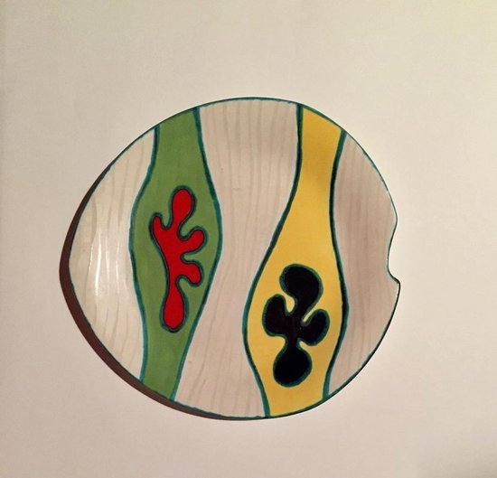 Piatto in ceramica smaltata. Gabriel Fourmaintraux. Biot anni '60.