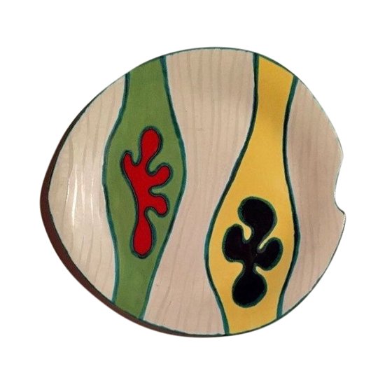 Piatto in ceramica smaltata. Gabriel Fourmaintraux. Biot anni '60.