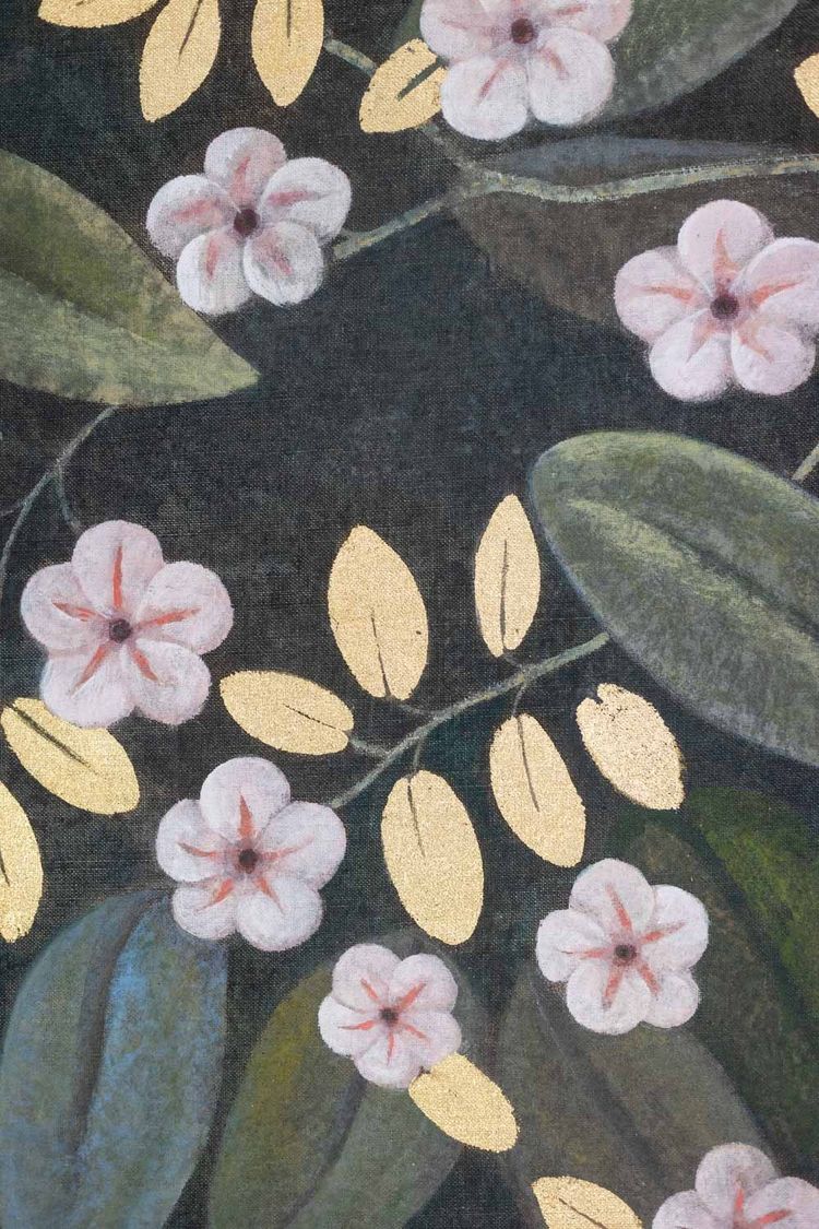 Painted canvas depicting a bird in a floral setting. Contemporary. LS6334675T