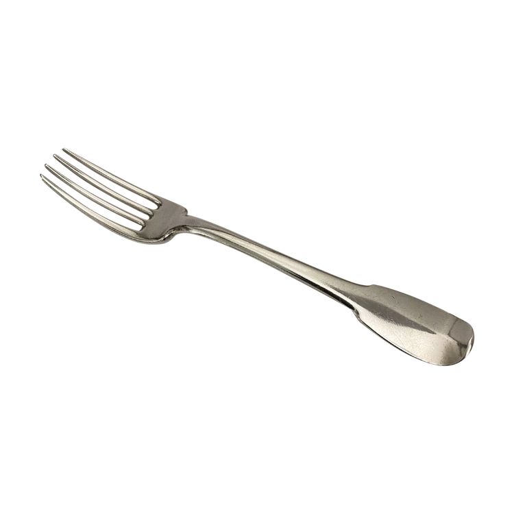18th century solid silver fork, hallmarked by the general farmers, monogram NM