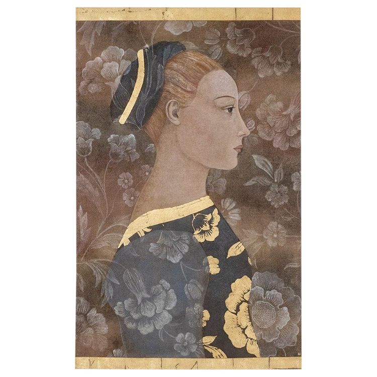 Painted canvas depicting an Italian Renaissance-style portrait. Reference: LS6335B671M