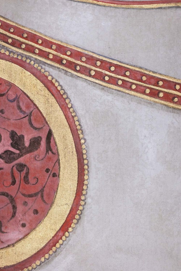 Bemalte Leinwand mit der Büste eines Indianerpferdes. Zeitgenössisch.  LS6336576U