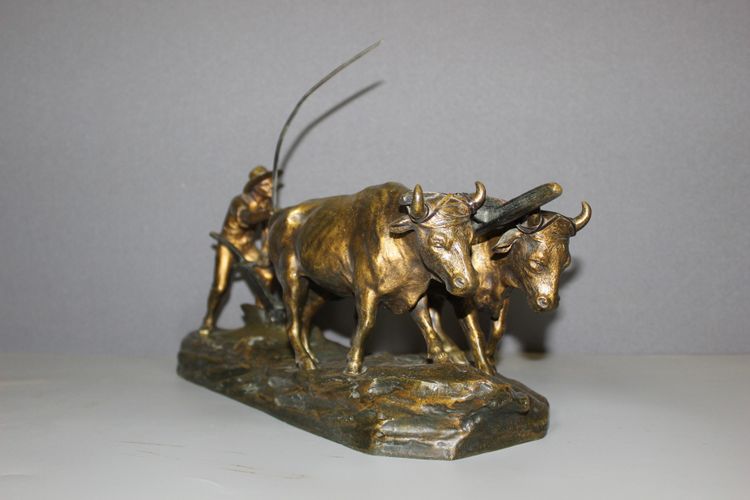 Bronzo L'aratore di Edouard Drouot circa 1900