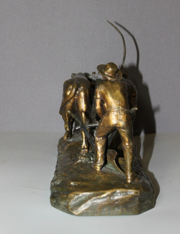 Bronzo L'aratore di Edouard Drouot circa 1900