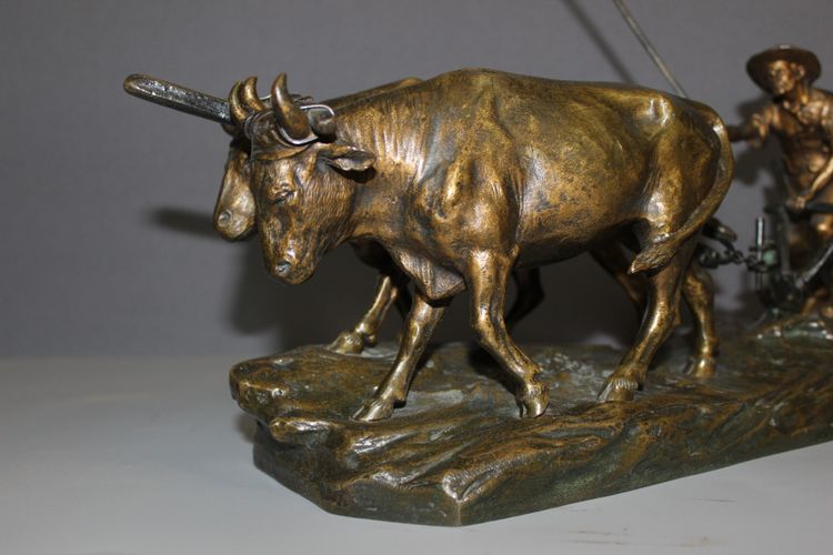 Bronzo L'aratore di Edouard Drouot circa 1900