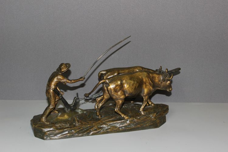 Bronzo L'aratore di Edouard Drouot circa 1900