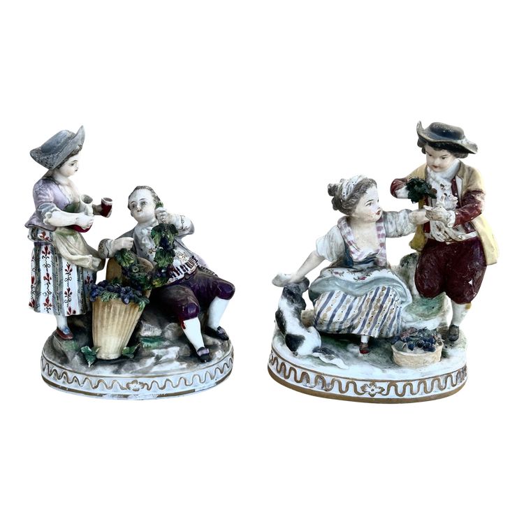 Coppia di statuette della manifattura di porcellana di Ludwigsburg (1758-1805) 
