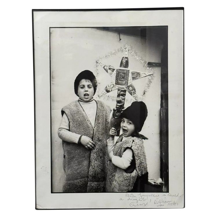 Artistic photo signed by Gheorge Rizeanu XXth 2 Romanian children