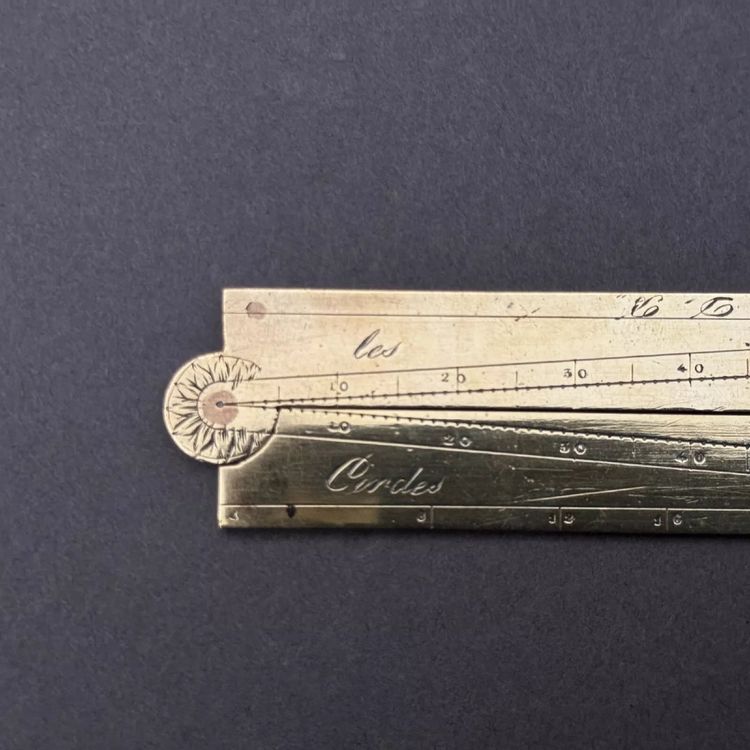 Pied du roi en laiton gravé compas de proportion XVIIIe