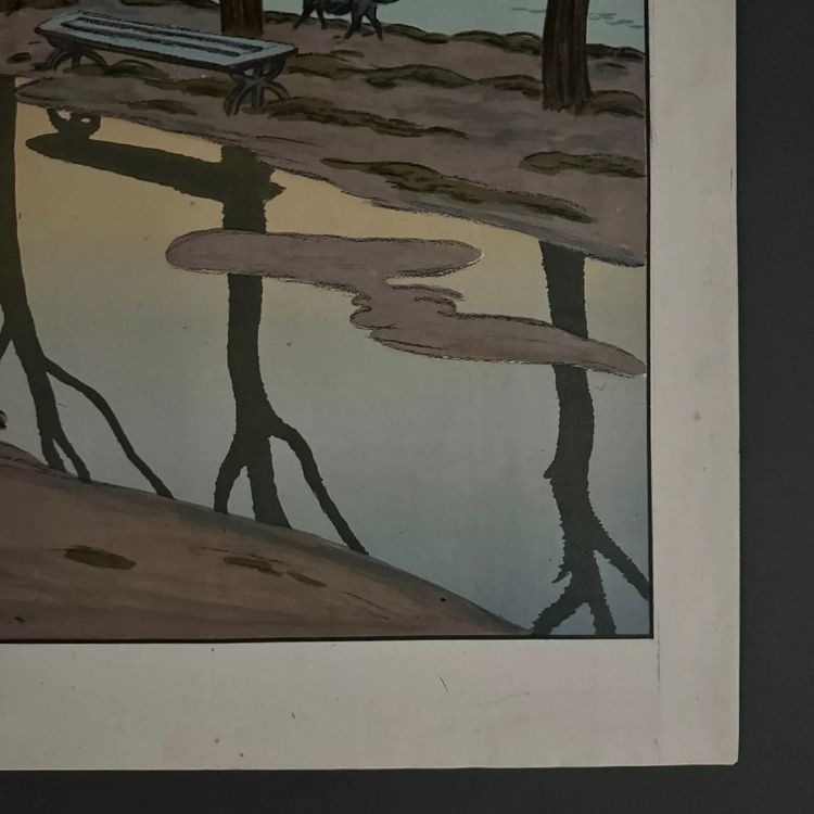 Lithograph on China paper by Henri Rivière The Island of Swans