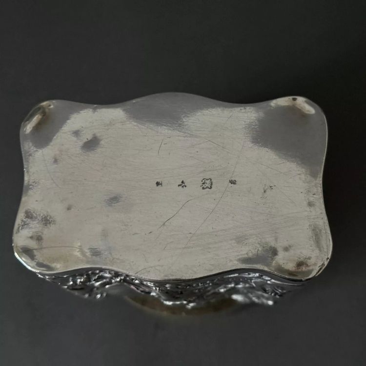 19th century silver tea box with romantic decor and Louis XV musicians