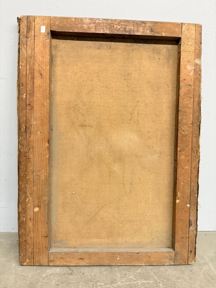Antique oil painting on canvas from the late 19th century, depicting a Neapolitan street urchin 64x47 cm. Undecipherable signature