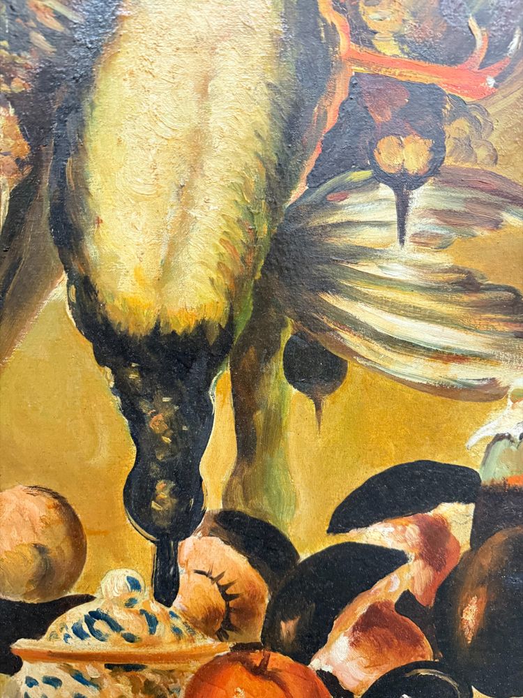 Oil on canvas depicting still life and game 20th century, 70x51 cm, signed