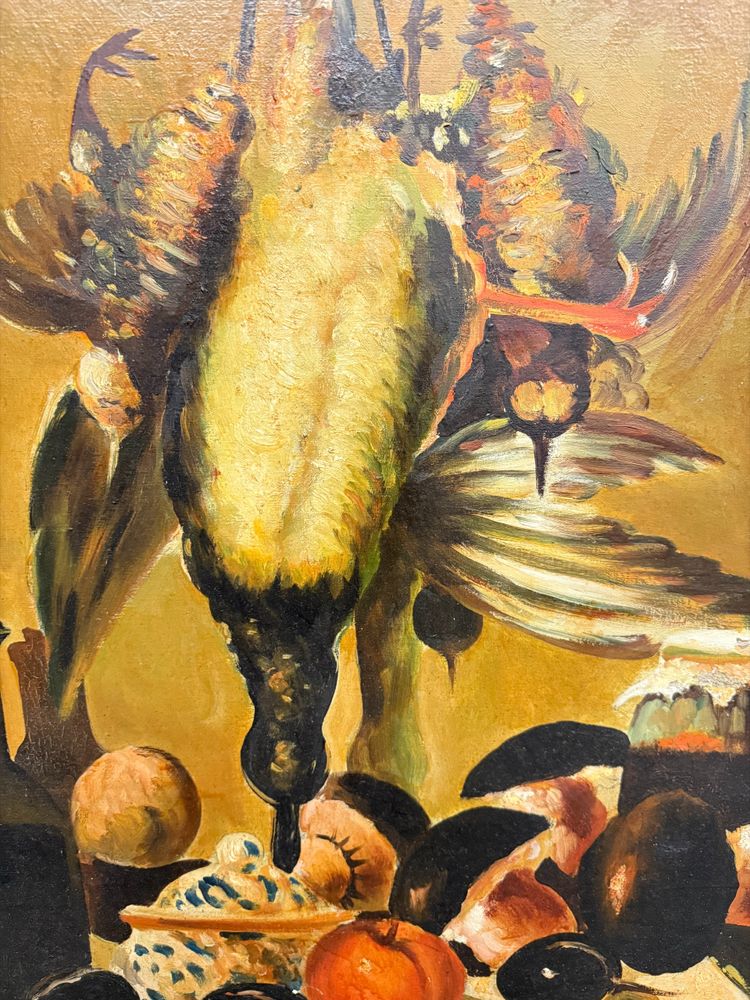 Oil on canvas depicting still life and game 20th century, 70x51 cm, signed