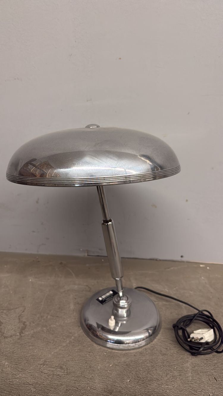 Lampe de table en laiton nickelé Giovanni Michelucci pour Lariolux, 1950 44 cm