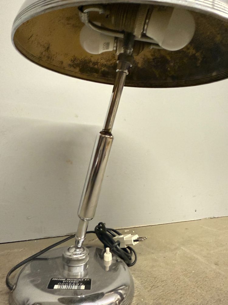 Lampe de table en laiton nickelé Giovanni Michelucci pour Lariolux, 1950 44 cm