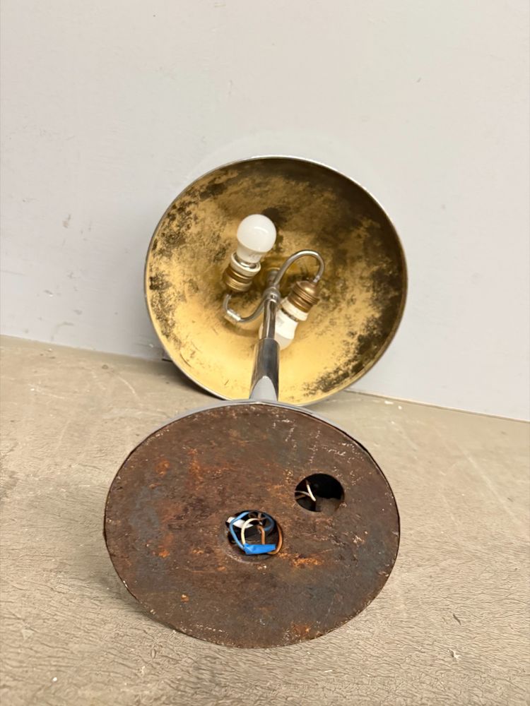 Lampe de table en laiton nickelé Giovanni Michelucci pour Lariolux, 1950 44 cm