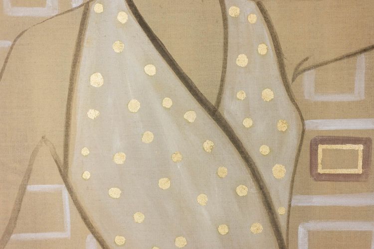 Bemalte Leinwand mit der Darstellung einer eleganten Frau aus den 1950er Jahren. Zeitgenössisch. LS6135675T