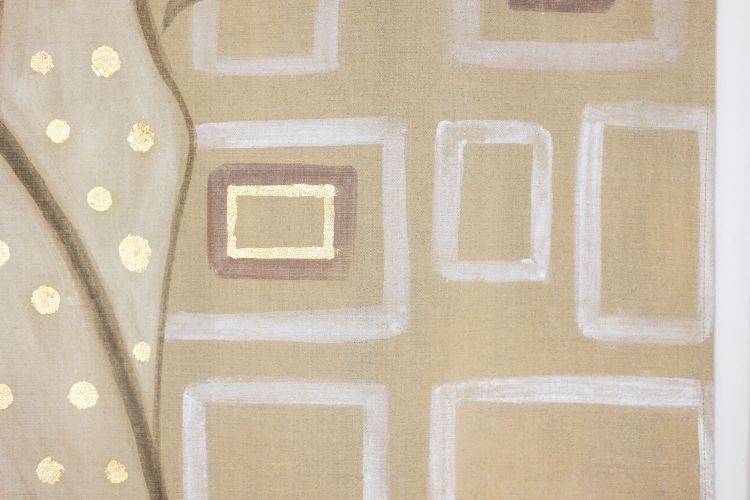 Bemalte Leinwand mit der Darstellung einer eleganten Frau aus den 1950er Jahren. Zeitgenössisch. LS6135675T