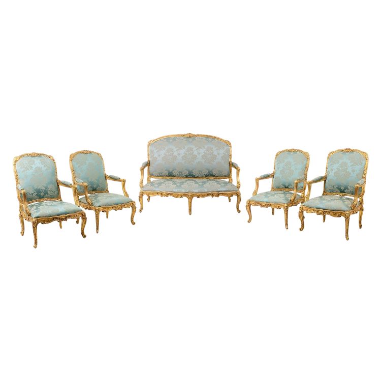 Salon de style Louis XV à chassis en bois doré. Circa 1880. LS61405700/5B
