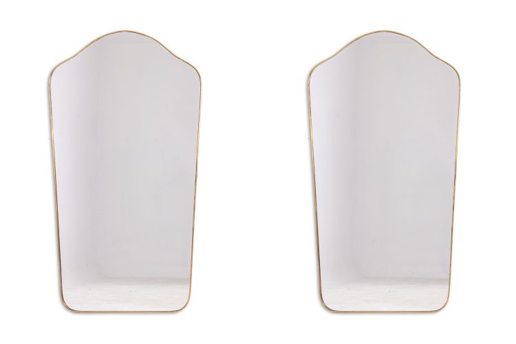 Pair of "gendarme hat" shaped mirrors. 1970s. LS62581108/2L