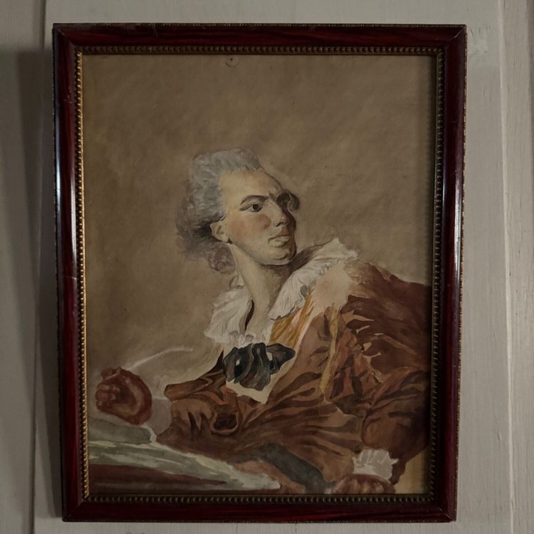 Aquarelle sur papier fin XIXe représentant un homme du XVIIIe