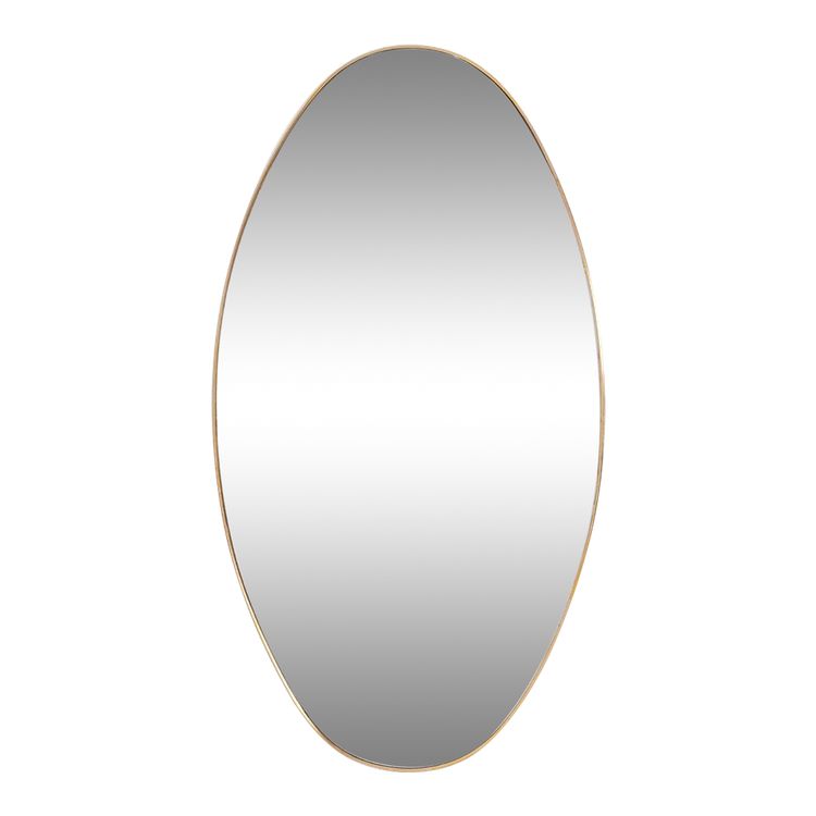 Specchio di forma ovale con asta in ottone dorato. Anni '70. Modello LS6260509U