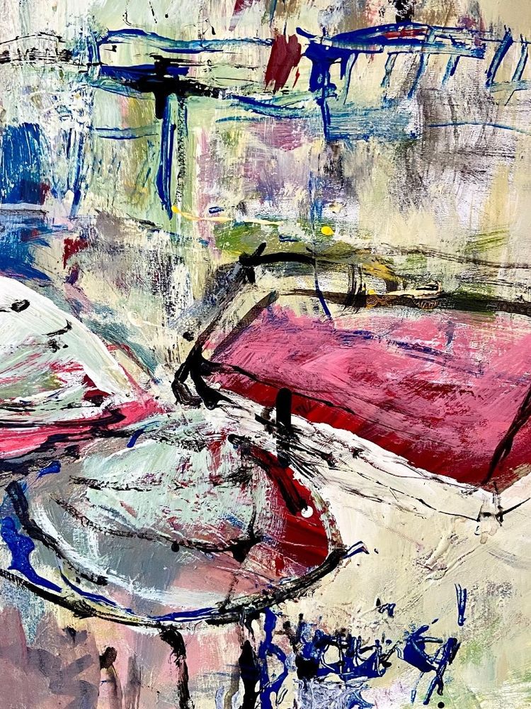Mario Bonamici (1912-2002), Painting View of the Place du Tertre in Paris Montmartre.