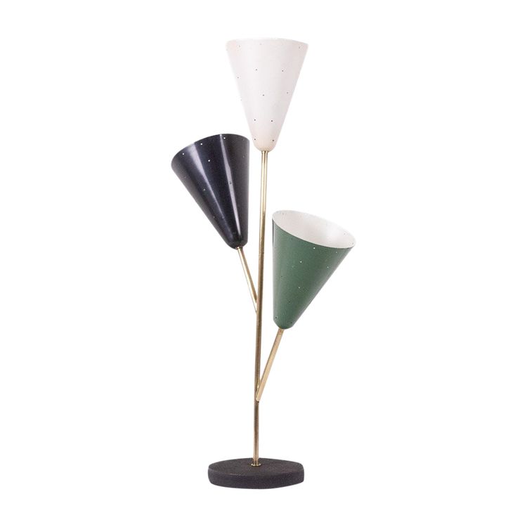 Stilnovo. 3-light lamp in sheet metal and brass. 1960s. LS6318459M
