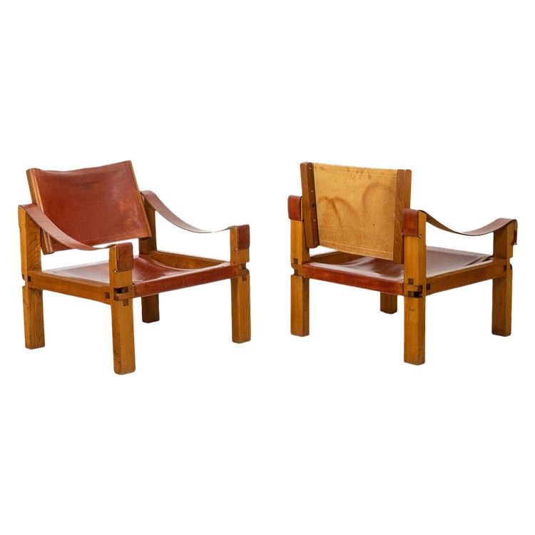 Pierre Chapo. Paire de fauteuils modèle S10X en orme. Circa 1970. LS63302609P