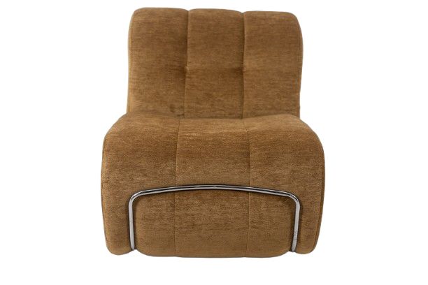 Pair of chrome-plated metal and fabric lounge chairs. 1970s. LS63491700/23400/4B