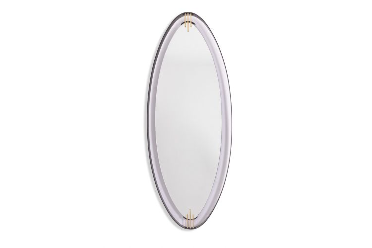 Lacquered and patinated brass mirror, ovoid shape. 1950s/60s. LS6351736M